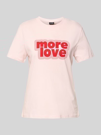 Pieces T-shirt o kroju regular fit z czystej bawełny model ‘TAMERA’ Różowy 2