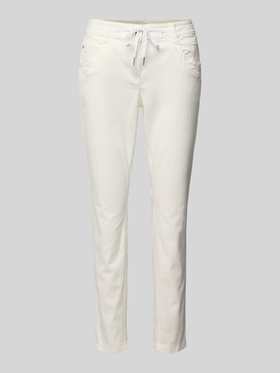 Tom Tailor Spodnie materiałowe o kroju tapered fit z mieszanki bawełny Złamany biały 2