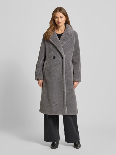 comma Płaszcz ze sztucznego futra z połami Szaroniebieski 4