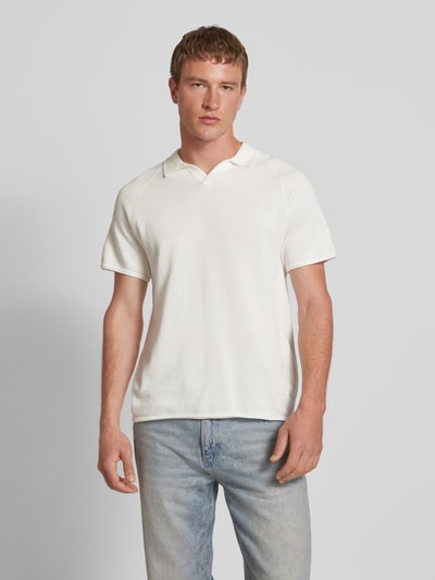 Jack & Jones Slim Fit Poloshirt mit Strukturmuster Modell 'HILL KNIT' Weiss 4