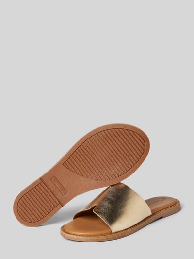 Tamaris Slippers van leer met brede riempjes Goud gemêleerd - 3