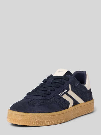 Tamaris Low Top Sneaker aus Rindsleder-Textile-Mix Marine 1