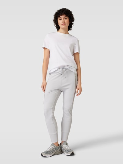 MAC Spodnie materiałowe o kroju slim fit z ozdobnymi zamkami błyskawicznymi model ‘Future’ Jasnoszary 1