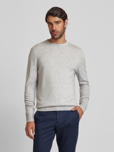 Christian Berg Men Strickpullover mit gerippten Abschlüssen Hellgrau Melange 4