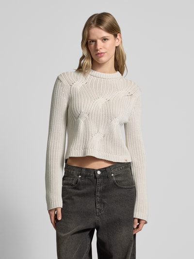 Calvin Klein Jeans Strickpullover mit gerippten Abschlüssen Ecru 4