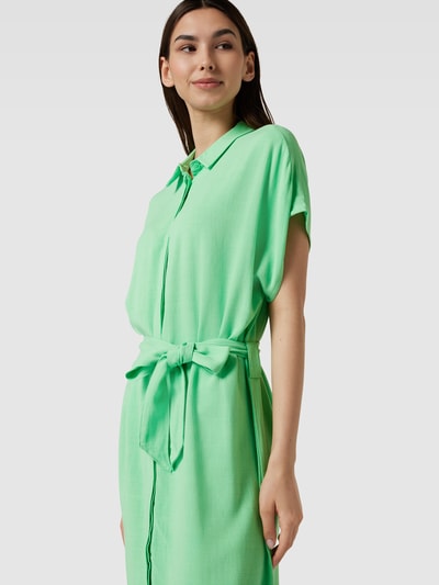 Object Midi-jurk van een mix van viscose en linnen, model 'ADIL' Groen - 3