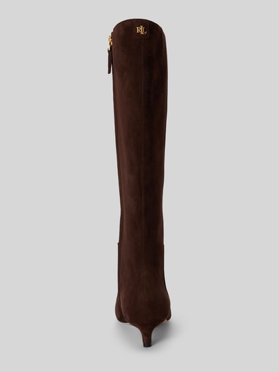 Lauren Ralph Lauren Stiefel aus echtem Veloursleder mit Logo-Detail Dunkelbraun 3
