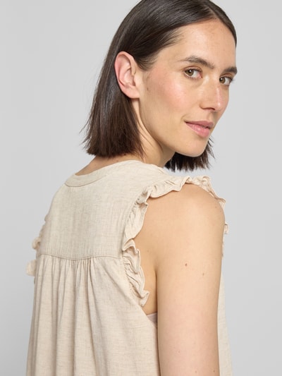 Smith and Soul Blusentop aus Viskose-Mix mit V-Ausschnitt Offwhite Melange 3