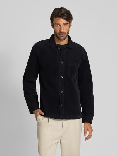 Lindbergh Modern fit overhemdjack met borstzak, model 'Superflex' Zwart - 4