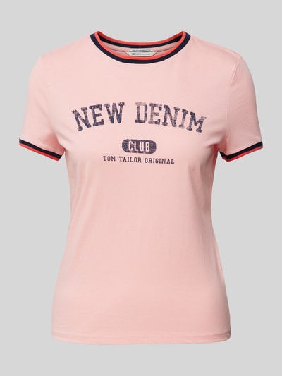 Tom Tailor Denim T-Shirt mit Statement-Label-Print Rosa 2