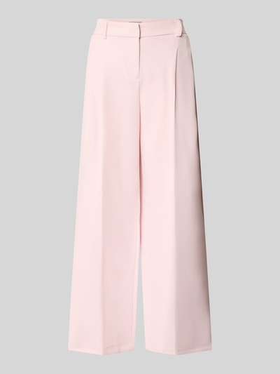 Produktfoto, Wide Fit Stoffhose mit Bügelfalten van Christian Berg Woman Selection in lichtroze, elastische materiaalmix, persplooien, achterzakken, haakjes- en ritssluiting, bandwijdte maat 36: 40 cm, binnenbeenlengte maat 36: 79 cm