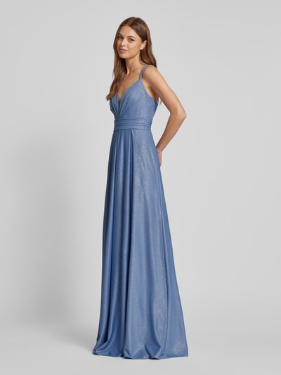 Jake*s Cocktail Abendkleid mit tiefem V-Ausschnitt Blau Melange 1