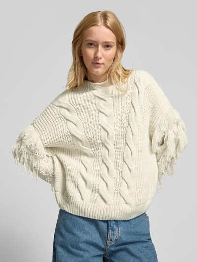 Only Gebreide pullover met franjes, model 'HOLLY' Offwhite - 3