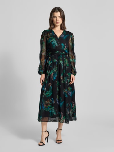 Marc Cain Maxi-jurk met V-hals en tailleband Donkergroen - 4