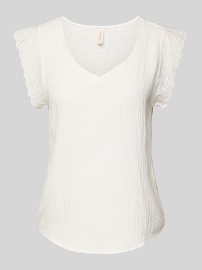 Only Comfort fit blouse met korte mouwen van puur katoen, model 'THYRA' Offwhite - 2