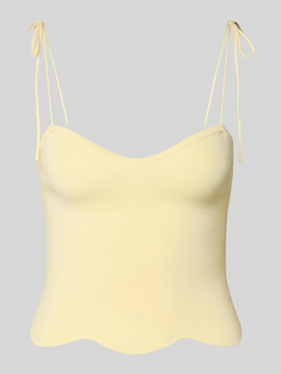 Produktfoto, top aus mieszanka wiskozy z cienkimi ramiączkami, dekoltem w kształcie serca, falistym brzegiem, dopasowany krój, model 'Felicitas' od LeGer by Lena Gercke
