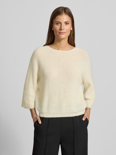 Bash Kardigan z dekoltem w serek i dodatkiem moheru model ‘ISAAC’ Écru 4