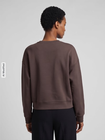 Jake*s Casual Sweatshirt mit überschnittenen Ärmeln Dunkelbraun 5