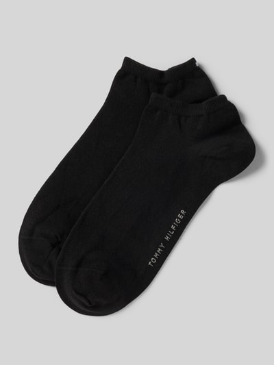 Produktfoto, Sneakersocken mit Label-Schriftzug im 2er-Pack von Tommy Hilfiger z mieszanki bawełny, z napisem z logo, prążkowany ściągacz, kolor czarny