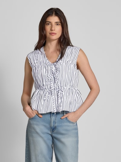 YAS Relaxed fit blousetop met vetersluiting, model 'EBBA' Offwhite - 4