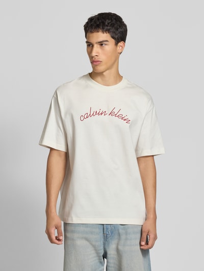 Calvin Klein Jeans T-Shirt mit Label-Stitching Offwhite 4