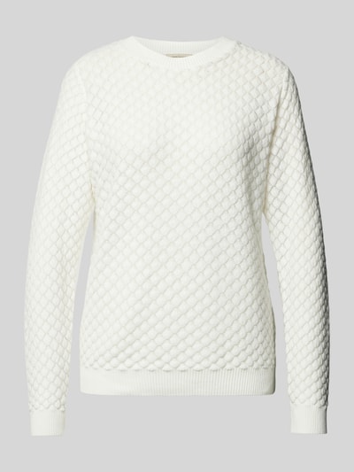 FREE/QUENT Strickpullover mit gerippten Abschlüssen Modell 'Dodo' Offwhite 1