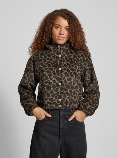 Only Regular Fit Blouson mit Allover-Muster Modell 'EMILIA' Taupe 4