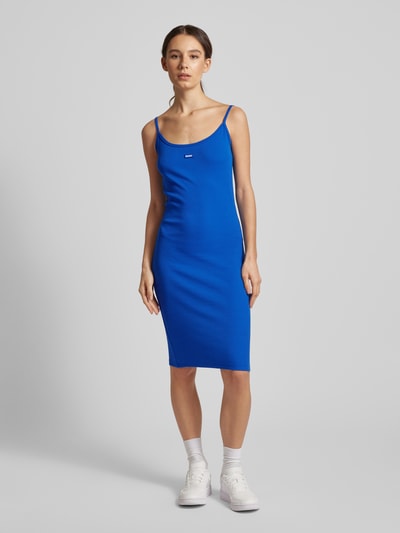 Hugo Blue Midi-jurk met labelpatch, model 'Narya' Blauw - 4