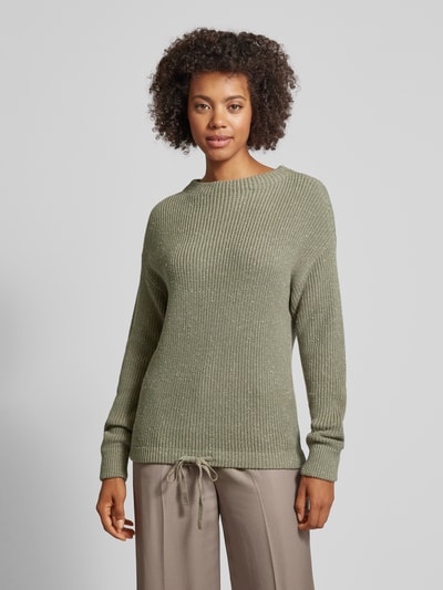 Jake*s Casual Strickpullover mit gerippten Abschlüssen Schilf 4