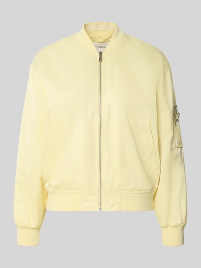 Produktfoto, Regular Fit Bomberjacke mit College-Kragen von s.Oliver RED LABEL in uni gelb, Satinstruktur, Reißverschluss, Taschen, labelowany