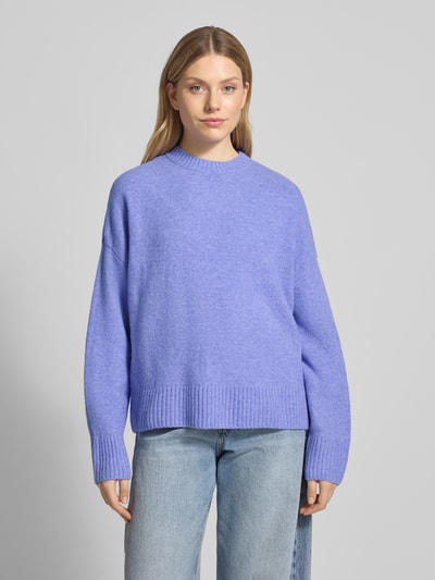 Vero Moda Relaxed Fit Pullover mit Woll-Anteil Modell 'BOOM' Hellblau Melange 4