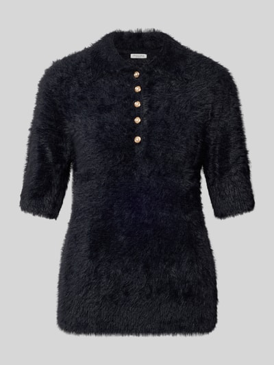 Christian Berg Woman Strickpullover mit 1/2-Arm und Knopfleiste Black 2