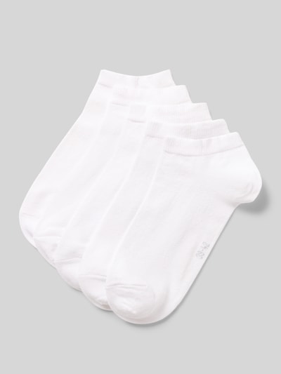 Produktfoto, Sneakersocken im 5er-Pack mit gerippten Bündchen von camano aus weißem Baumwoll-Mix, unifarben, glatte Textur, Damen