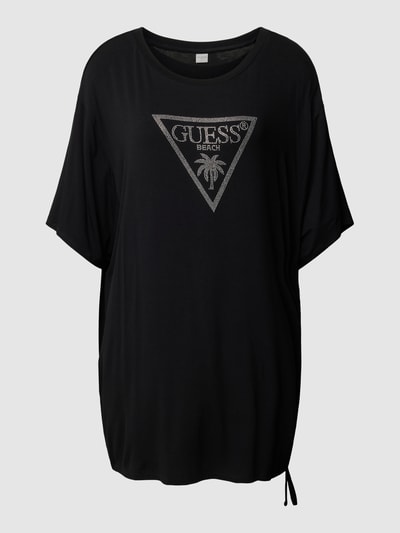 Guess T-shirt z nadrukiem z logo model ‘COULISSE’ Czarny 2