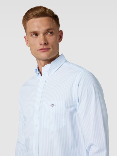 Gant Regular fit vrijetijdsoverhemd met streepmotief, model 'POPLIN' Lichtblauw - 3