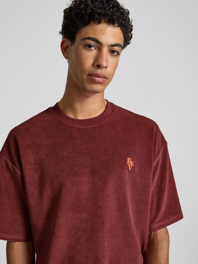 REVIEW T-shirt z prążkowanym okrągłym dekoltem Rdzawoczerwony 3