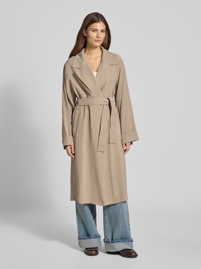 Jake*s Casual Trenchcoat aus Viskose-Mix mit Bindegürtel Taupe 4