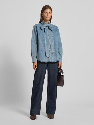 SUNCOO PARIS Regular fit jeansblouse met strikdetail, model 'LAOS' Lichtblauw - 1