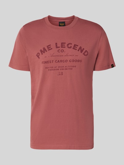 Produktfoto, Regular Fit T-Shirt mit Logo-Print von PME Legend in Ziegelrot, reine Baumwolle, Rundhalsausschnitt, schlichte Frontansicht
