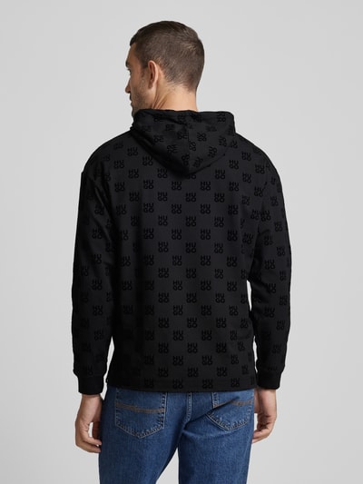 HUGO Hoodie met labelprints, model 'Flock' Zwart - 5