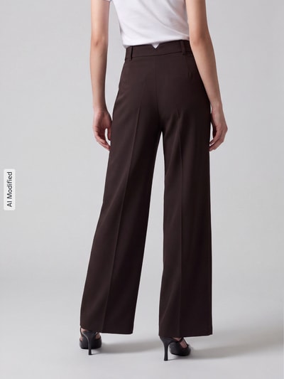 VERO MODA Wide leg wijdte broek met viscose, model 'STELLA' Chocoladebruin - 5