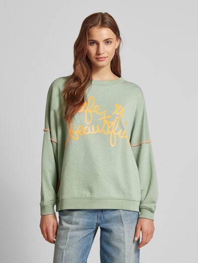 miss goodlife Sweatshirt met labelprint model 'Life is beautif' Mintgroen - 4