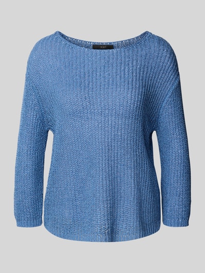 Oui Gebreide pullover met boothals Blauw - 2