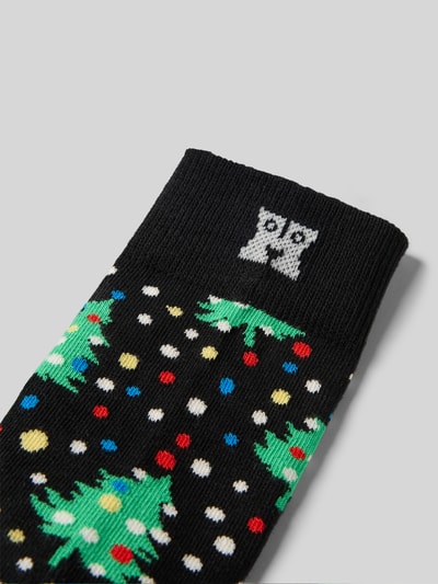 Happy Socks Socken im Allover-Look Modell 'Christmas Night' Black 2