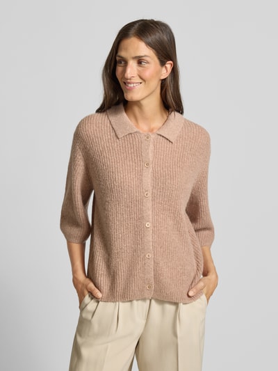 Fynch-Hatton Kardigan z dzianiny z wykładanym kołnierzem Jasnobrązowy 4