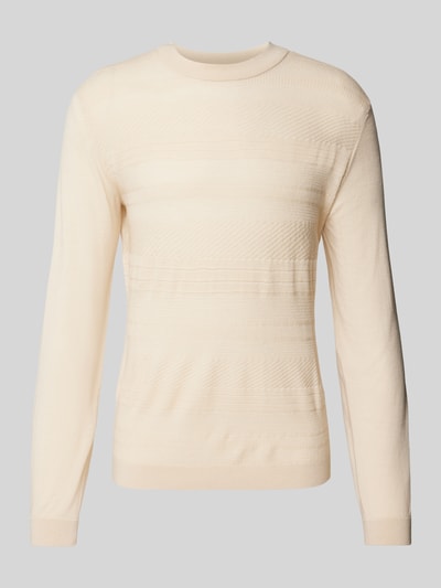 SELECTED HOMME Wollpullover mit Strukturmuster Modell 'TRAY' Sand 2