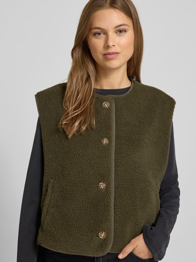 Neo Noir Kamizelka z polaru z listwą guzikową model ‘Mariko’ Khaki 3