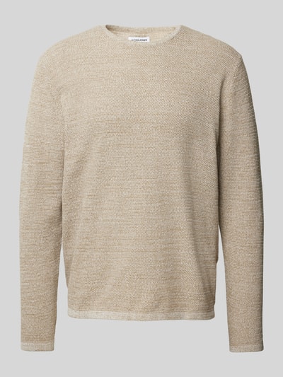 Jack & Jones Strickpullover mit Rundhalsausschnitt Modell 'GEORGE' Beige Melange 1