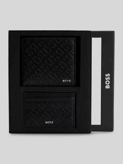 BOSS Portfel z naturalnej koziej skóry Czarny 3