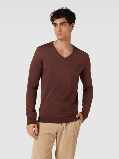 s.Oliver RED LABEL Gebreide pullover met V-hals, model 'SEASONAL' Bordeaux - 4